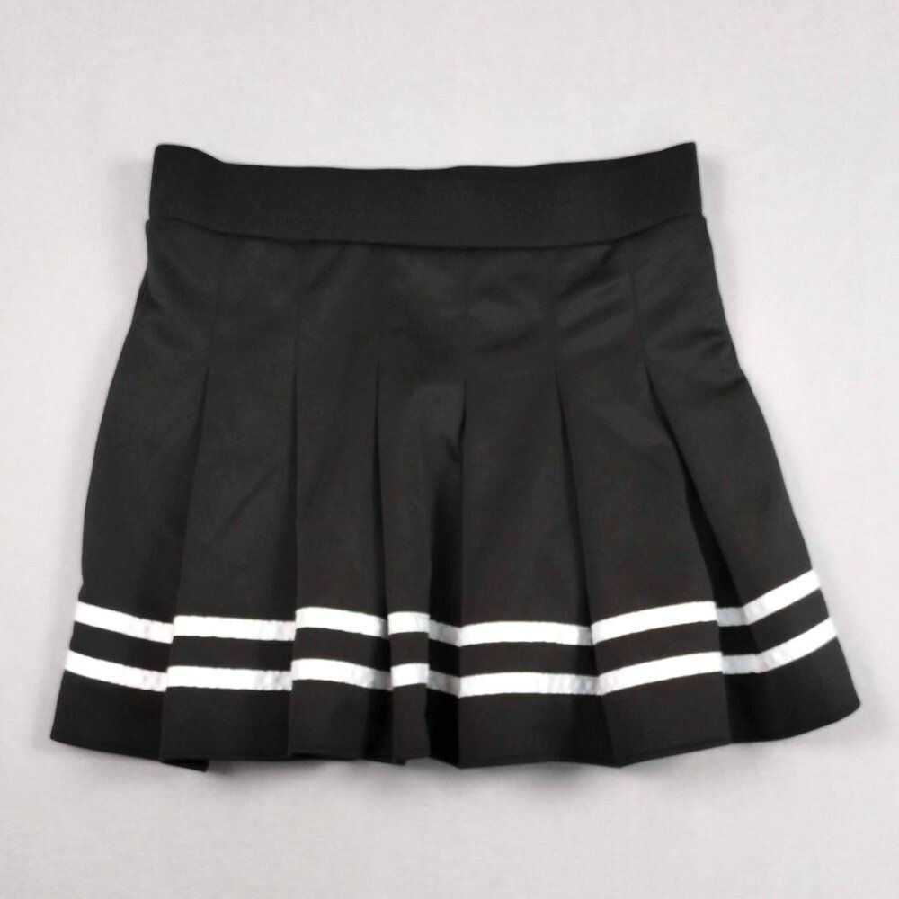 Spirit Pleated Mini Skirt Sporty Cheerleader Skirt Black White Size XL